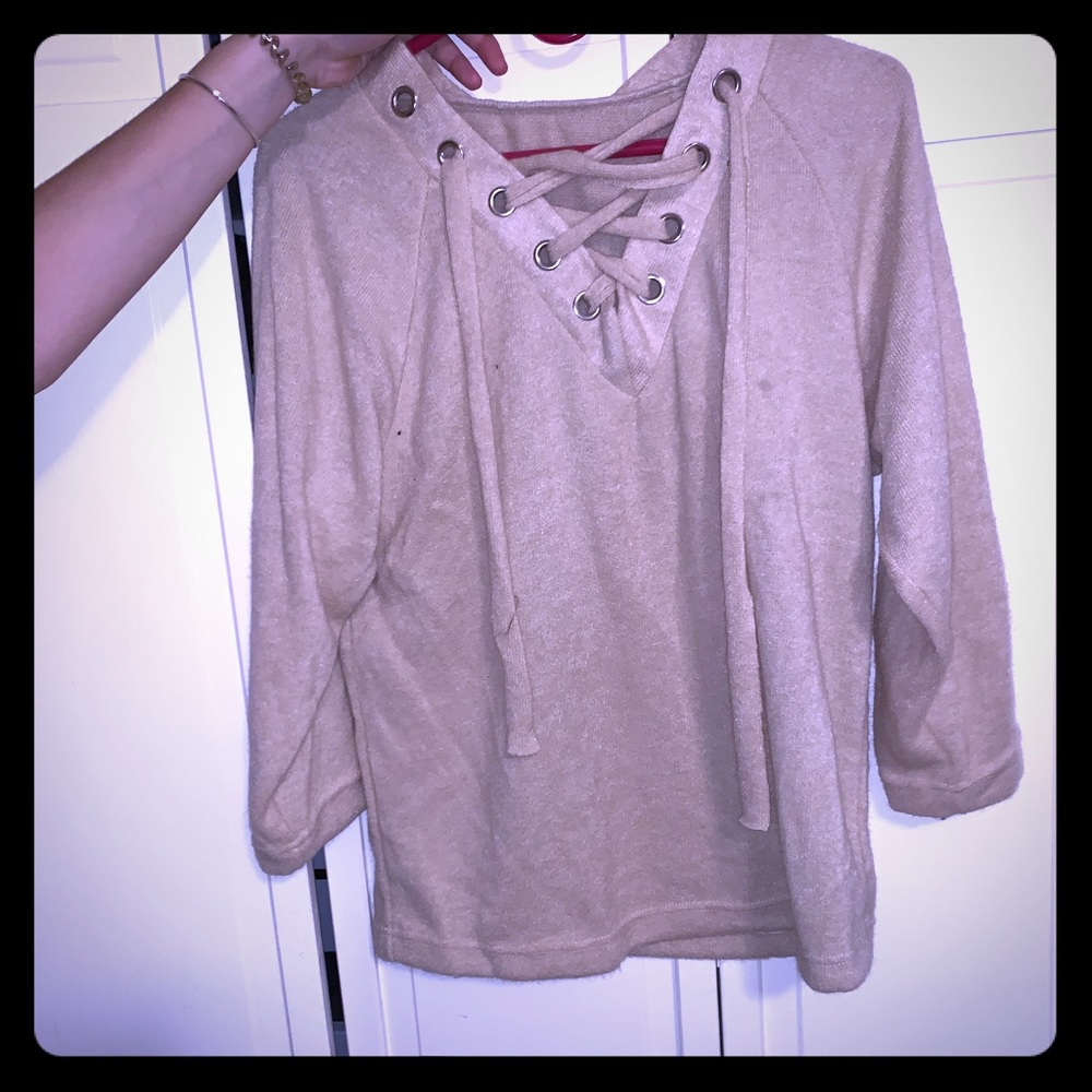 Soft lace up sweater